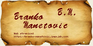 Branko Manetović vizit kartica